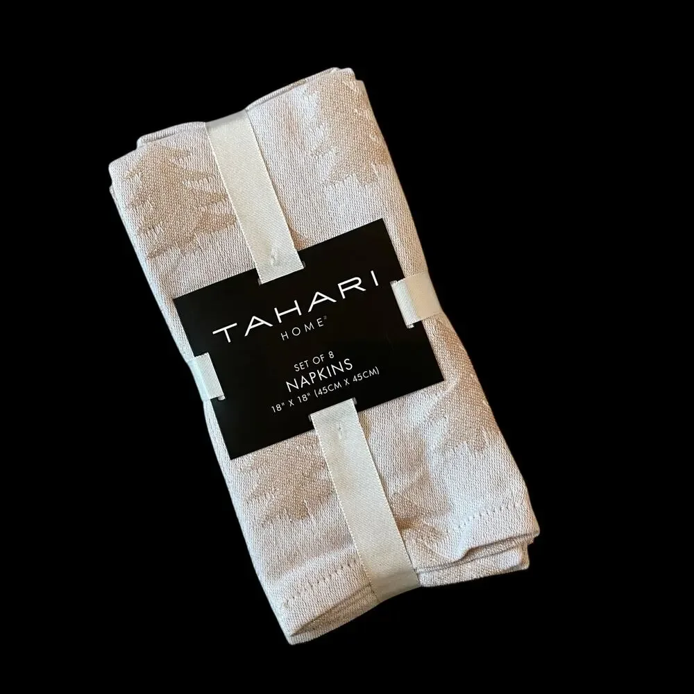 Tahari Christmas Tree Dinner Napkins 18x18 Set of 8 Pink Holiday Shimmer New